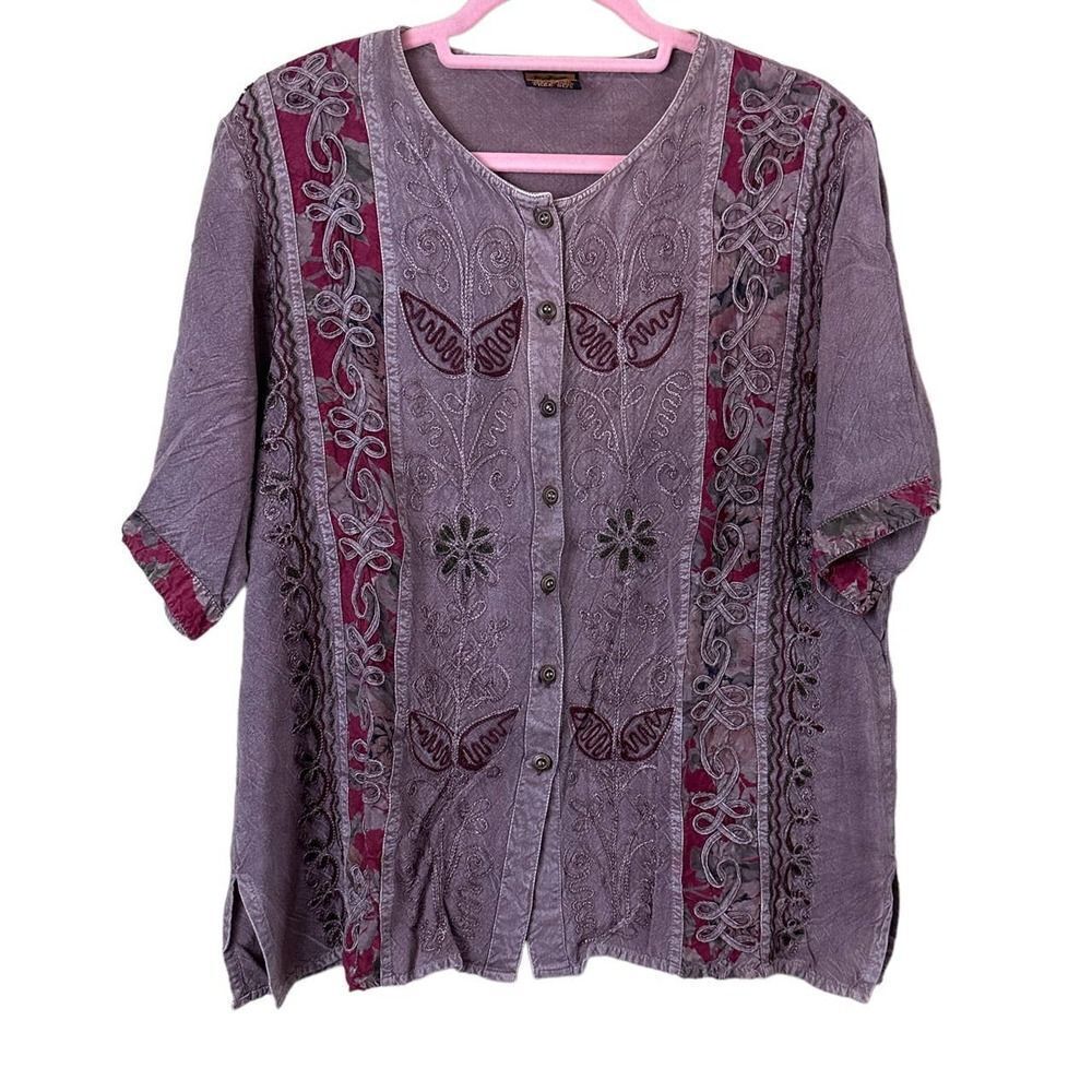 Vintage Geeta Embroidered Boho Hippie Blouse Size OS